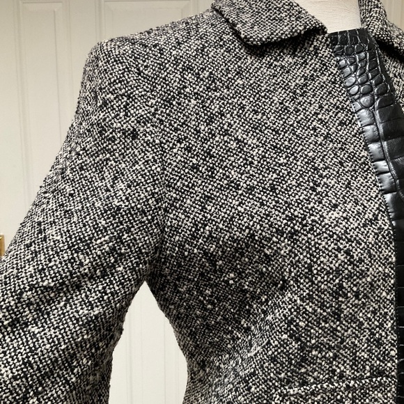 MaxMara Tweed Leather Trim Wool Jacket Size 4 - Picture 7 of 16